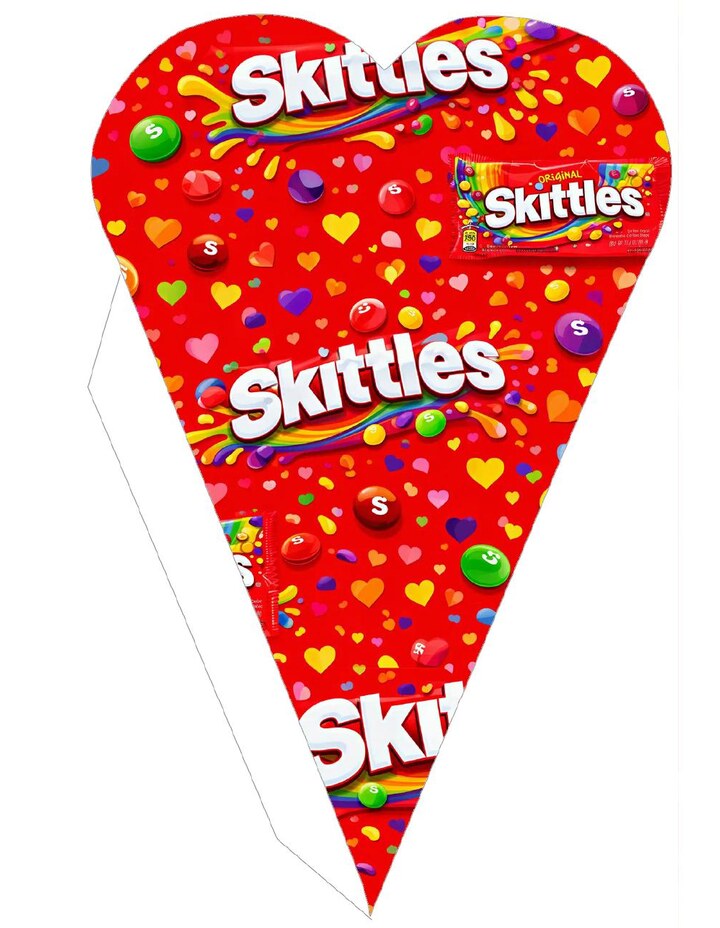 Plantilla de cono corazón de caramelos de colores estilo arcoíris